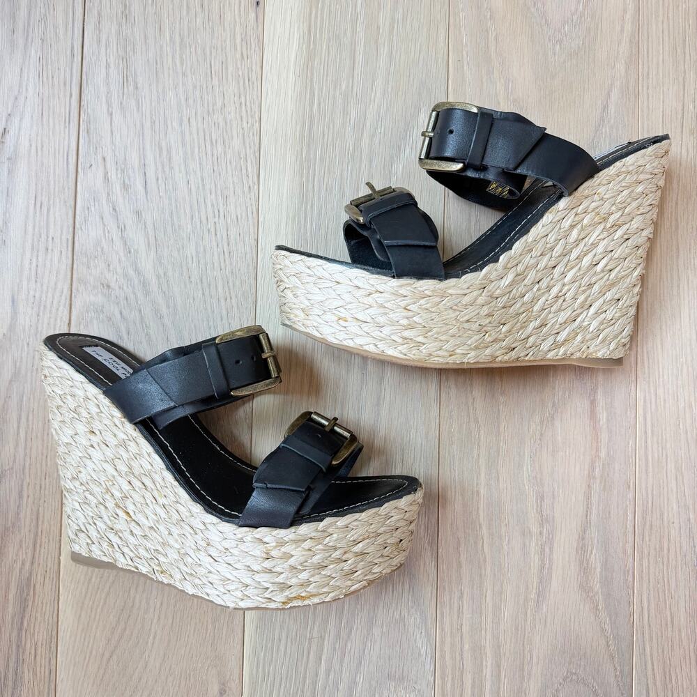 Steve Madden 4 The Cool People Platform Wedges Jute Heel Y2K 2000s Size 10